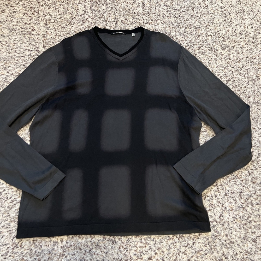Tahari Mens Extra New Cotton Blend Sweater‎ Gray Black Sz Xl